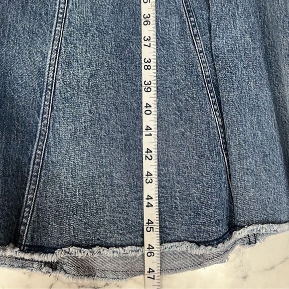 Anthropologie Pilcro Icon Fluted Strapless Denim Midi Dress Smocked Back Large - Picture 16 of 16